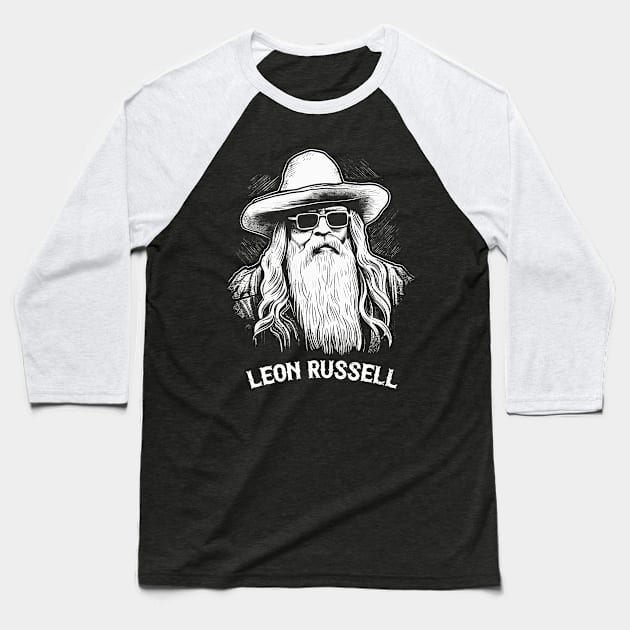 Leon Russell / Original Fan Art Design Baseball T-Shirt by DankFutura